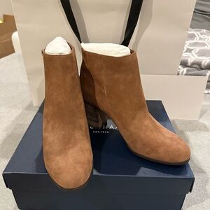 Moving sale. Cole Haan Brown Suede Ankle Booties with Block Heel